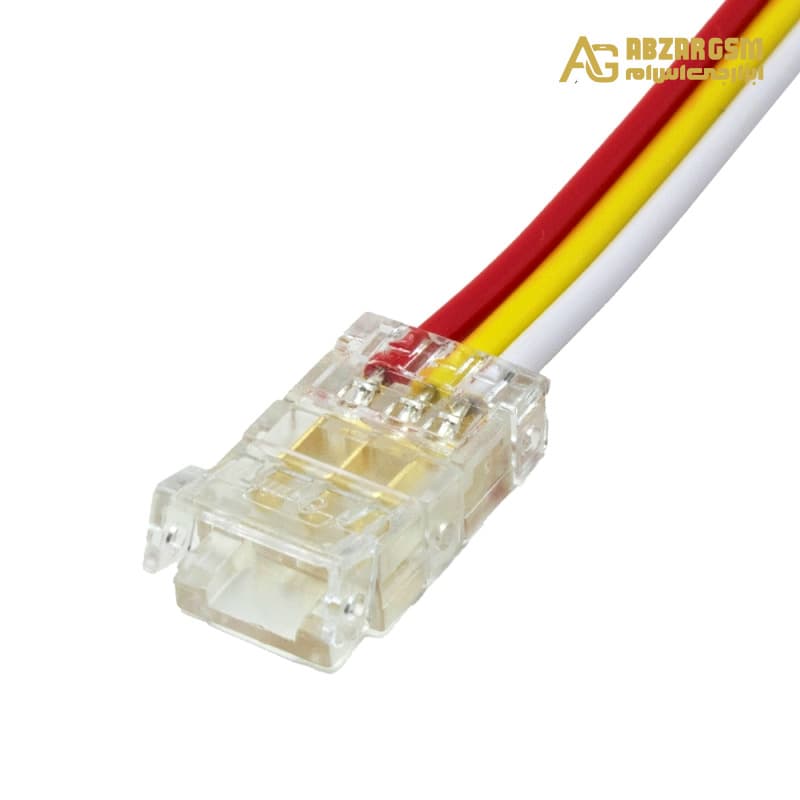 کانکتور ریسه LED نواری 180 درجه سایز 8mm سه پین سیم دار — تصویر ۲
