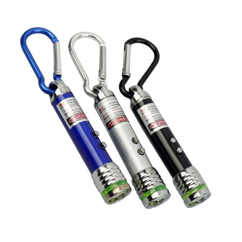 لیزر پوینتر 3 کاره با قلاب جاکلیدی (لیزر، چراغ قوه، فلشر)