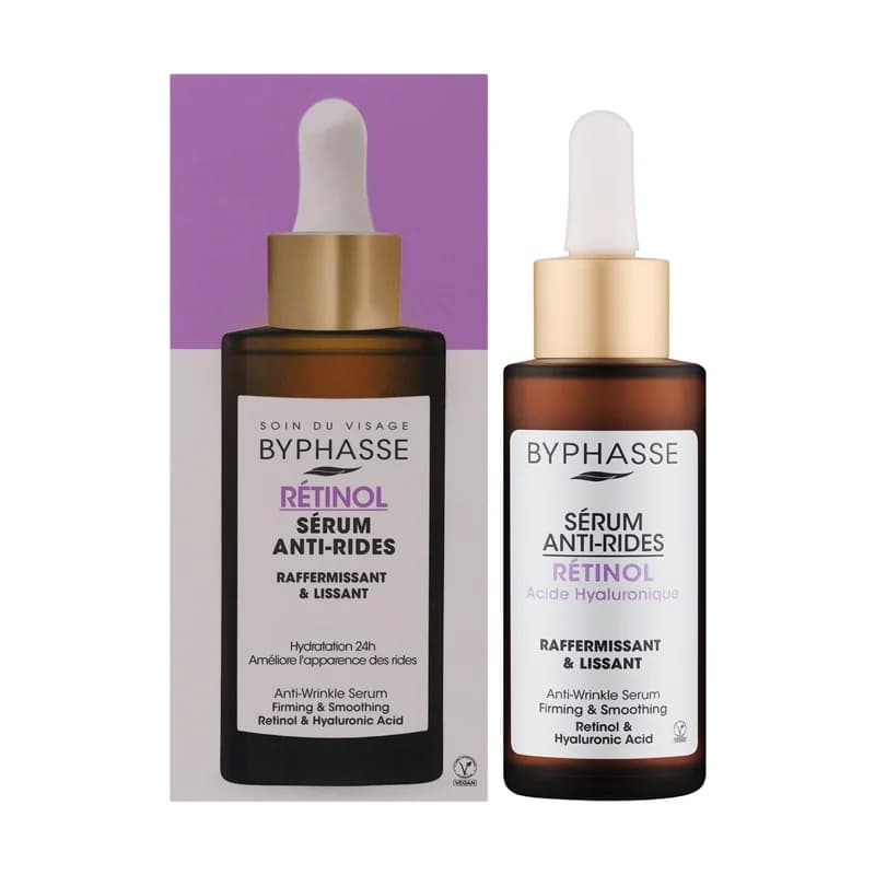 سرم ضدچروک رتینول و هیالورونیک اسید بایفاس Byphasse مدل Retinol Serum Anti-Rides (50 میل)