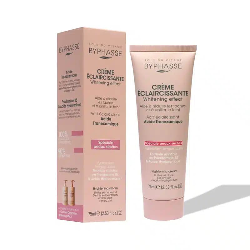 کرم روشن کننده و ضدلک پوست خشک بایفاس Byphasse مدل Whitening Effect Brightening Cream (75 میل)