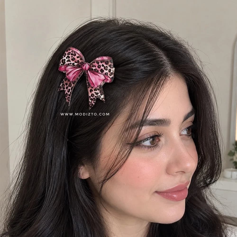 گیره مو ایموجی طرح پاپیون پلنگی کد ۰۲ — تصویر ۲