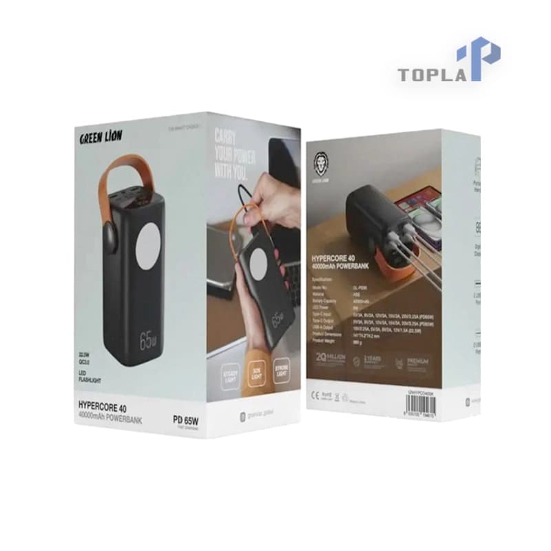 پاور بانک65w گرین لاین ظرفیت ۴۰۰۰۰ میلی‌آمپر ساعت مدل Lion Hyper Core 40 — تصویر ۲