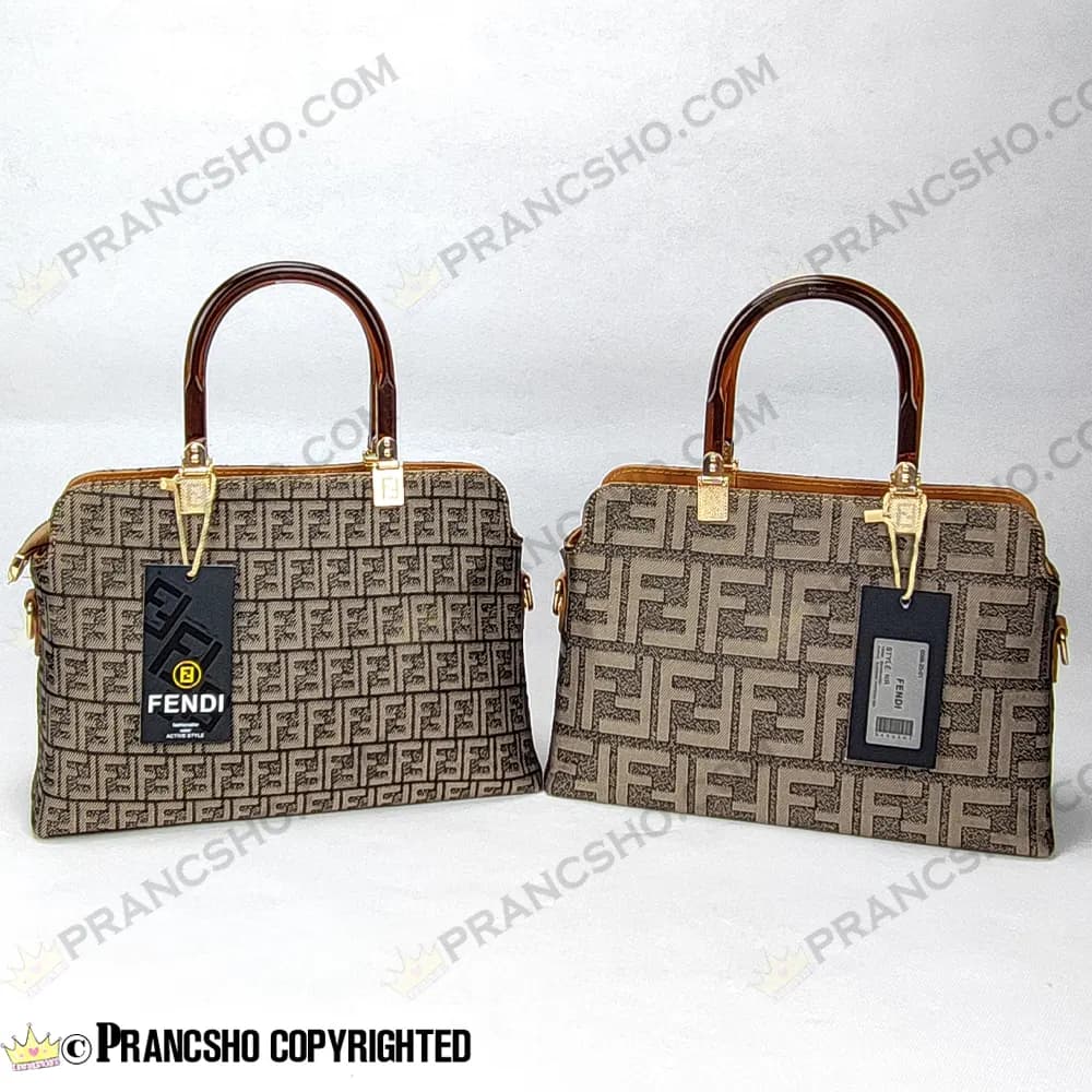 کیف زنانه بزرگ دسته شیشه ای طرح فندی FENDI خاکستری ریز های‌کپی (High Copy) — تصویر ۵