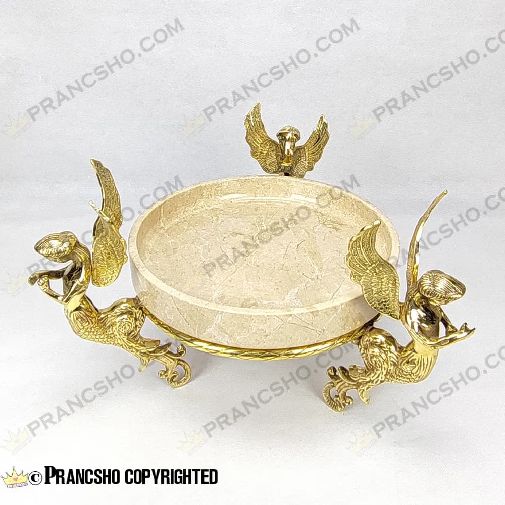 میوه خوری سنگ پارادایس نسکافه‌ای با پایه برنجی طرح آنجل