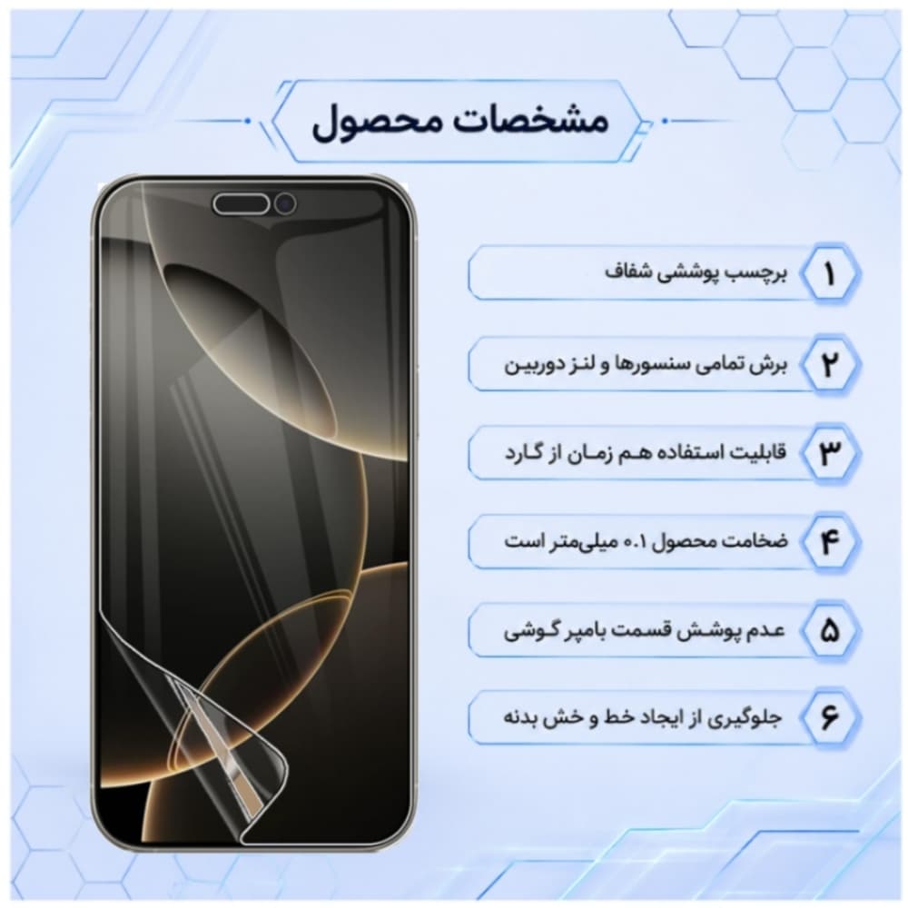 گلس صفحه نمایش و پشت iPhone 13 نانو هیدروژل مات — تصویر ۳