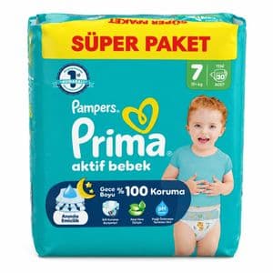 پوشک بچه پریما مدل Aktif Bebek شماره 7 بسته 30 عددی