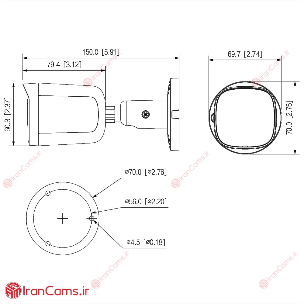 دوربین مداربسته بولت 5 مگاپیکسلی داهوا DH-HAC-B2A51P-U — تصویر ۸