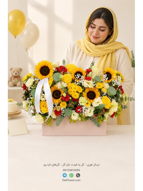 دسته‌گل مدرن شرکتی | مدل کیانینان | گل فروشی آنلاین دل