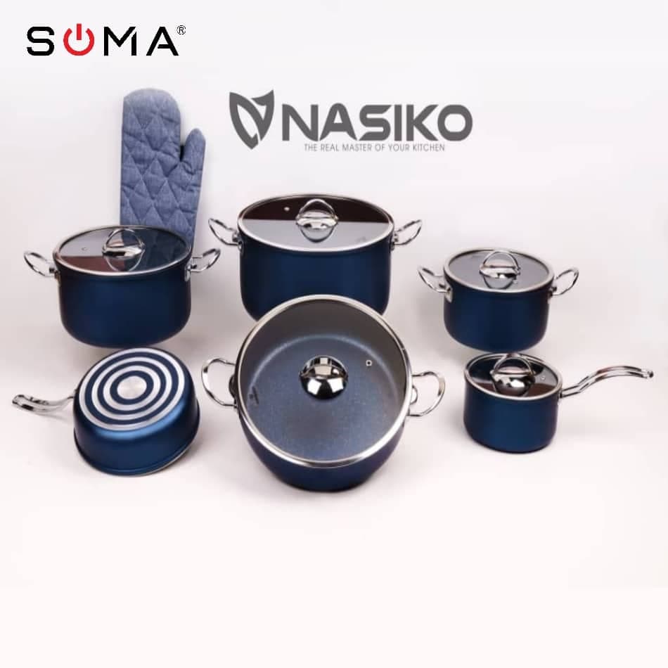 سرویس قابلمه ناسیکو 12 پارچه رینگ نقره ای (سرمه‌ای) «ارسال رایگان» — تصویر ۲