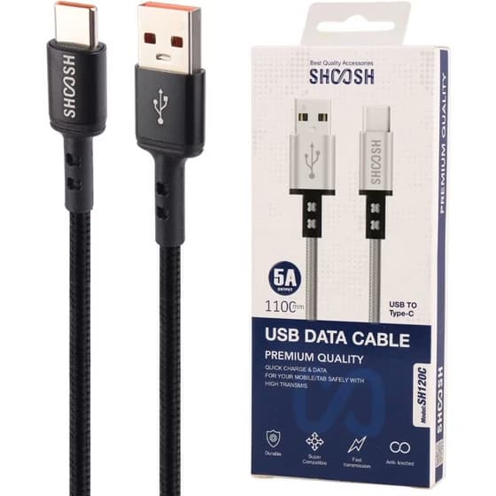 کابل شارژ تایپ سی شوش SH-120C به طول 110 سانتی متر