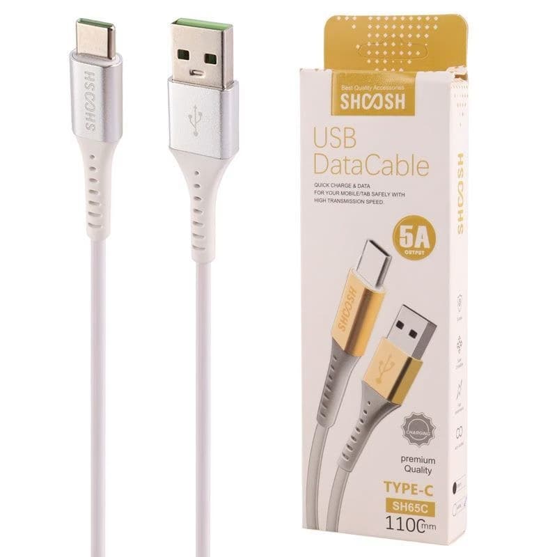 کابل فست شارژ تایپ سی شوش SH-65C 5A به طول 110 سانتی متر