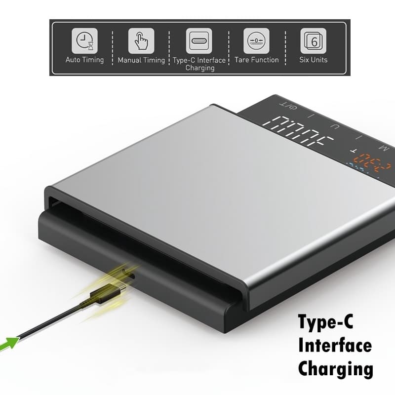 ترازوی دیجیتال قهوه تایمردار Camry مدل USB شارژی — تصویر ۵