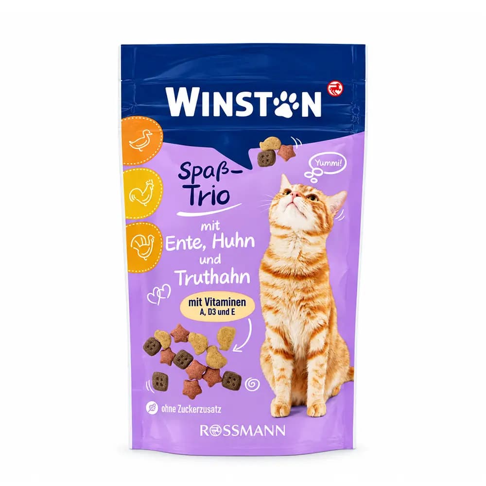 تشویقی گربه میکس طعم اردک و مرغ و بوقلمون وینستون – Winston Trio