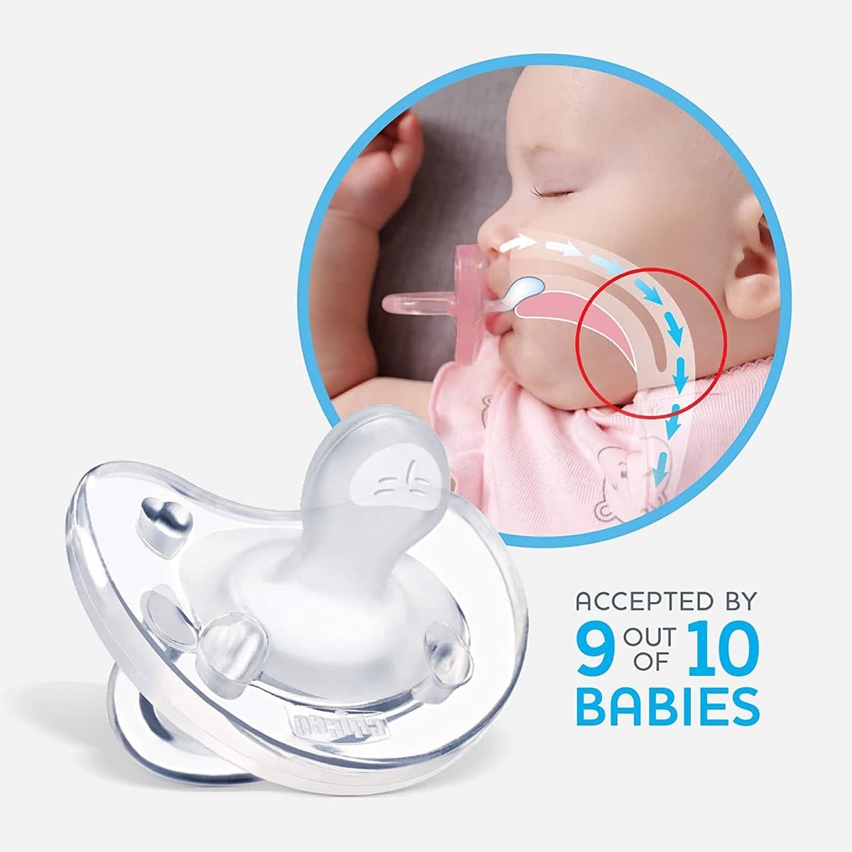 پستانک 6 تا 12 ماه تمام سیلیکون فیزیو سافت صورتی چیکو Chicco کد 002712110 — تصویر ۳