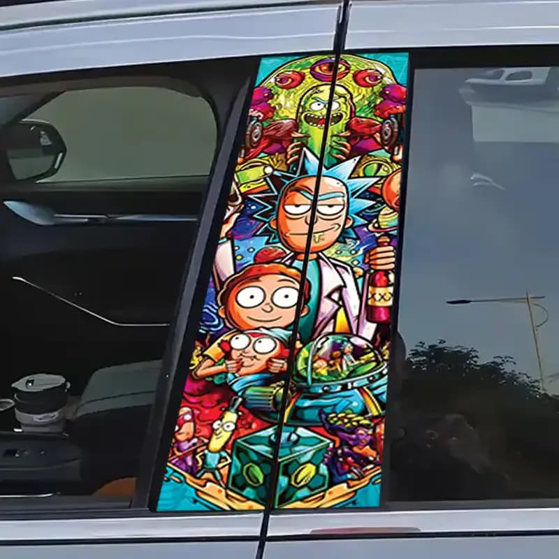 برچسب ستون خودرو طرح rick and morty کد 02 بسته دو عددی