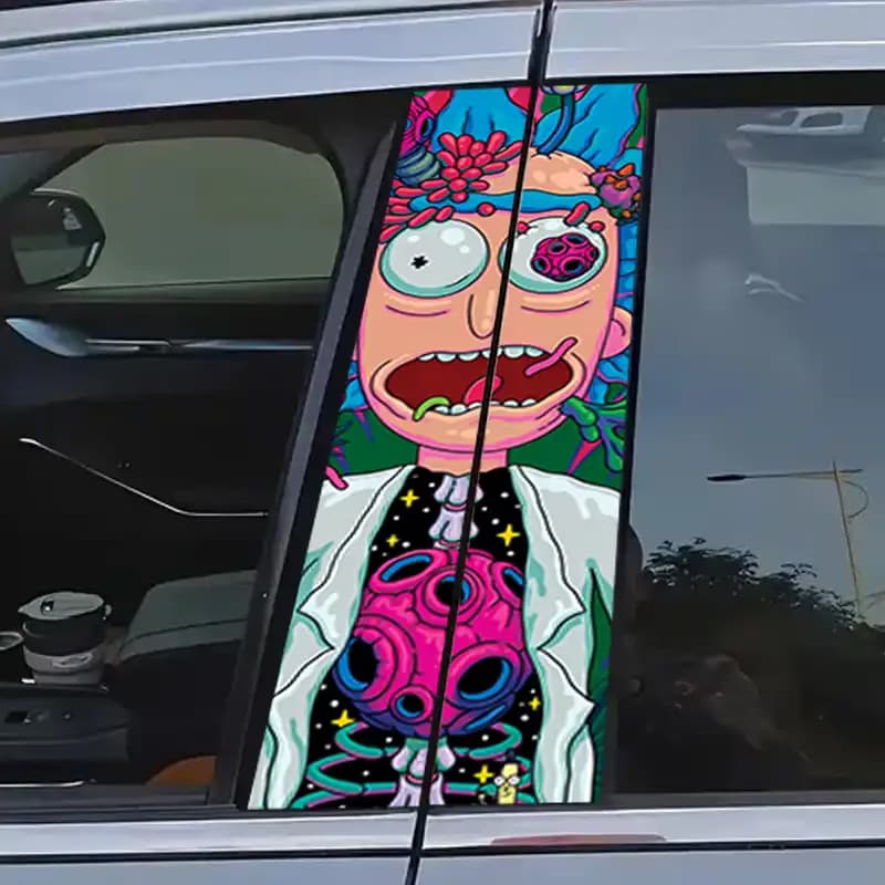 برچسب ستون خودرو طرح rick and morty کد 01 بسته دو عددی