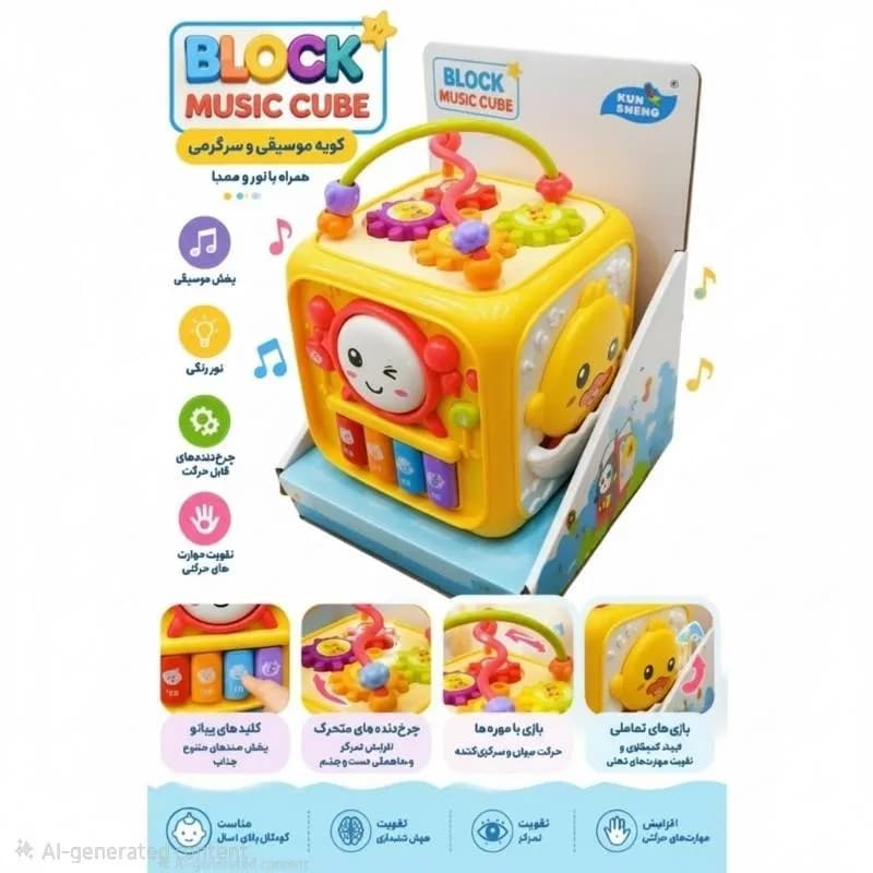 مکعب هوش موزیکال شش وجهی کودک مدل Toddler Baby Music Hexahedron Blocks — تصویر ۴