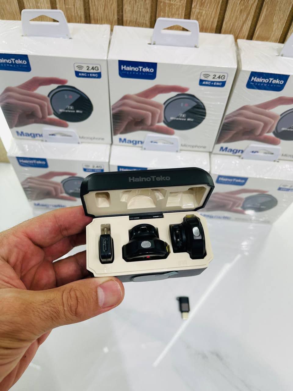 میکروفون یقه ای HainoTeko MC85 دو کاربره | میکروفون بی سیم 2.4G با ANC و ENC | آیفون و Type-C — تصویر ۵