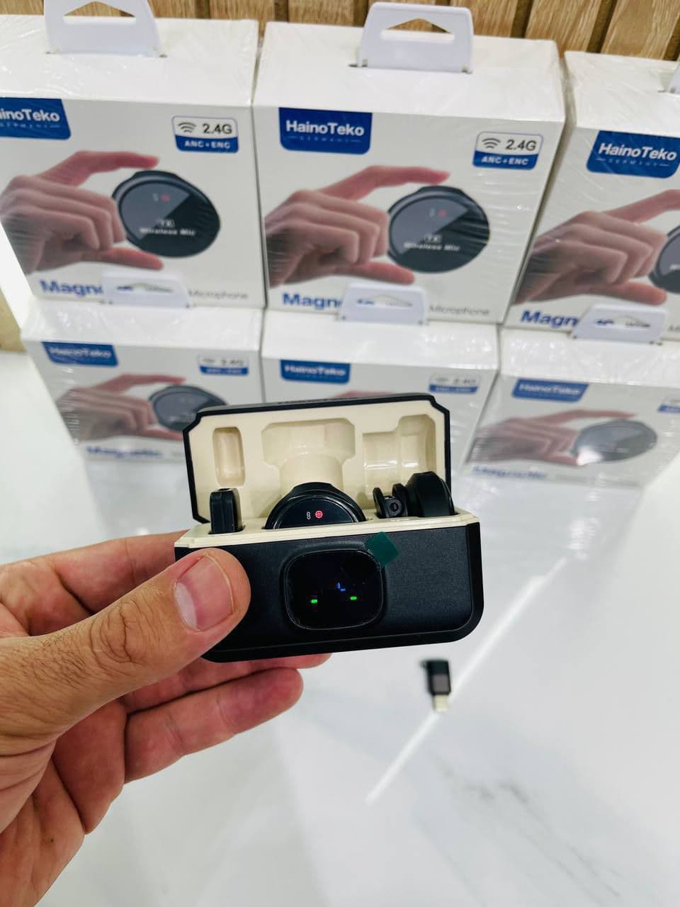 میکروفون یقه ای HainoTeko MC85 دو کاربره | میکروفون بی سیم 2.4G با ANC و ENC | آیفون و Type-C