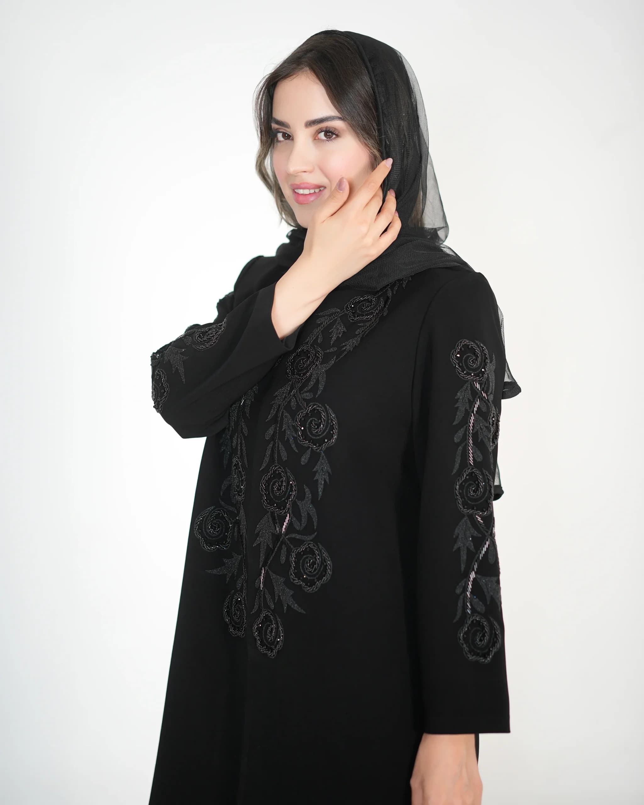 مانتو مجلسی کرپ شاخه گل کد 569(495) — تصویر ۲