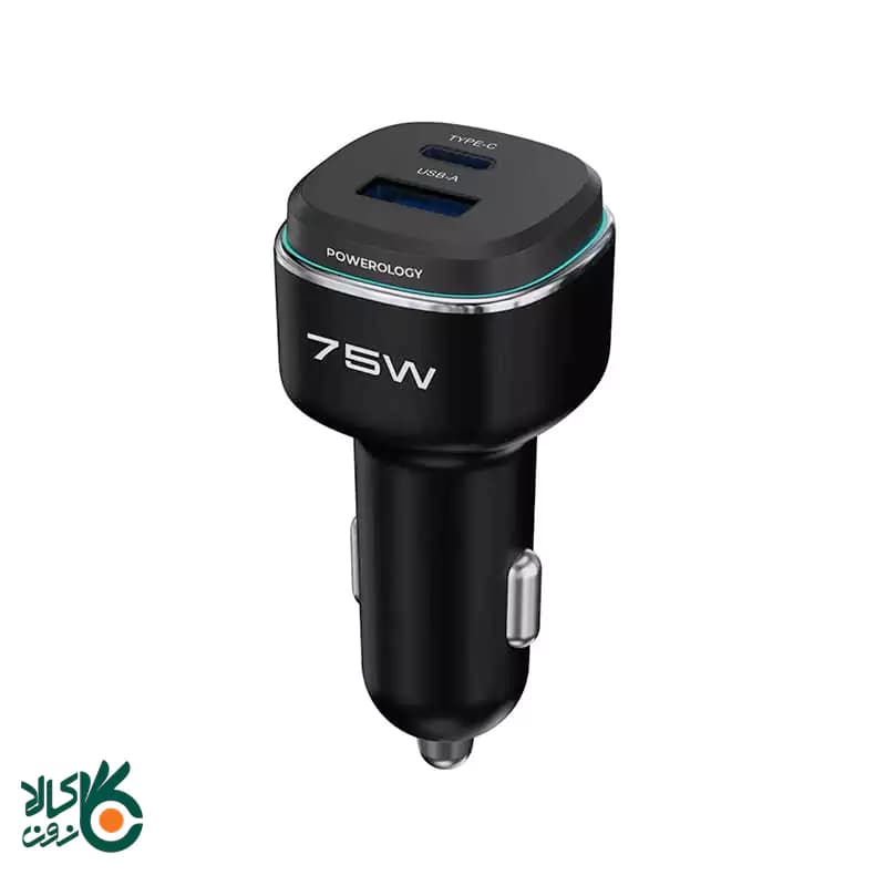 شارژر فندکی 75 وات پاورولوژی مدل DUAL-PORT