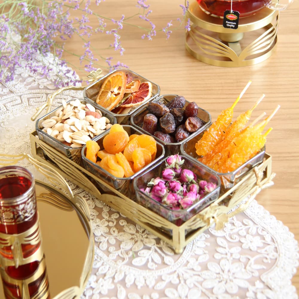 اردو خوری ۶ خانه مدل پروانه برنجی کد 7046B