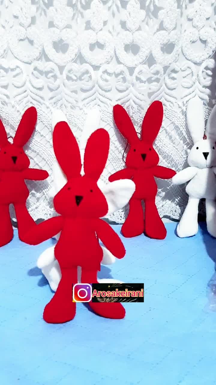 عروسک خرگوش آویز کوچک عمده (10تایی) 21 سانتی
