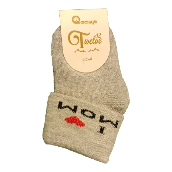 جوراب مچدار حوله ای نوزاد طرح mom برند TWELVE 12 سایز 3 تا 12 ماه