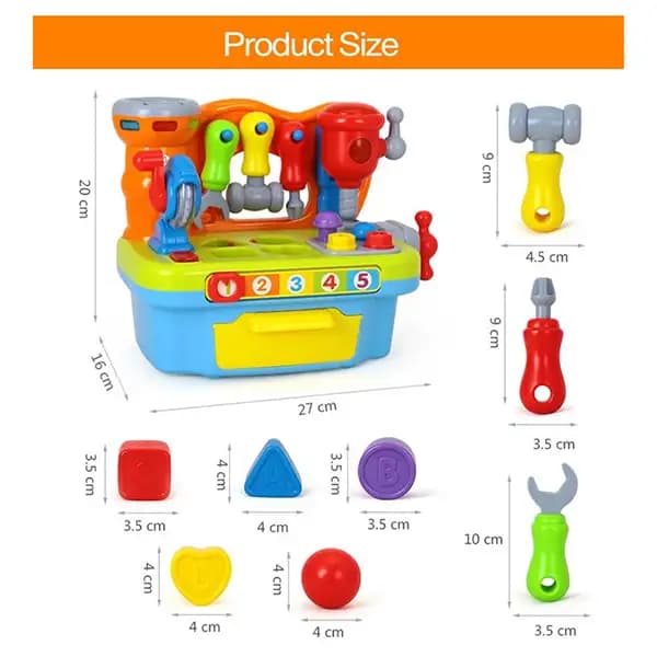 اسباب بازی موزیکال و چراغدار جعبه ابزار برند هولی تویز HOLA TOYS کد 907 — تصویر ۴