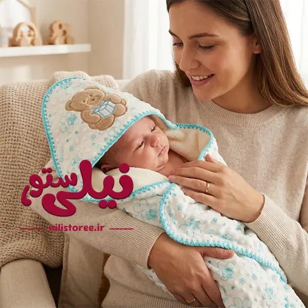 پتو دورپیچ کلاهدار نوزاد برند baby bebilof
