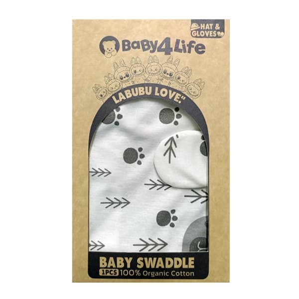 قنداق دورپیچ نوزاد طرح خرس طوسی برند بی بی 4 لایف baby 4 life کد 8411 — تصویر ۲