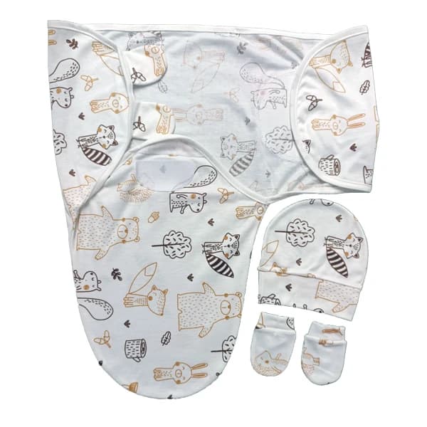 قنداق دورپیچ نوزاد طرح خرس و سنجاب برند بی بی 4 لایف baby 4 life کد 8411