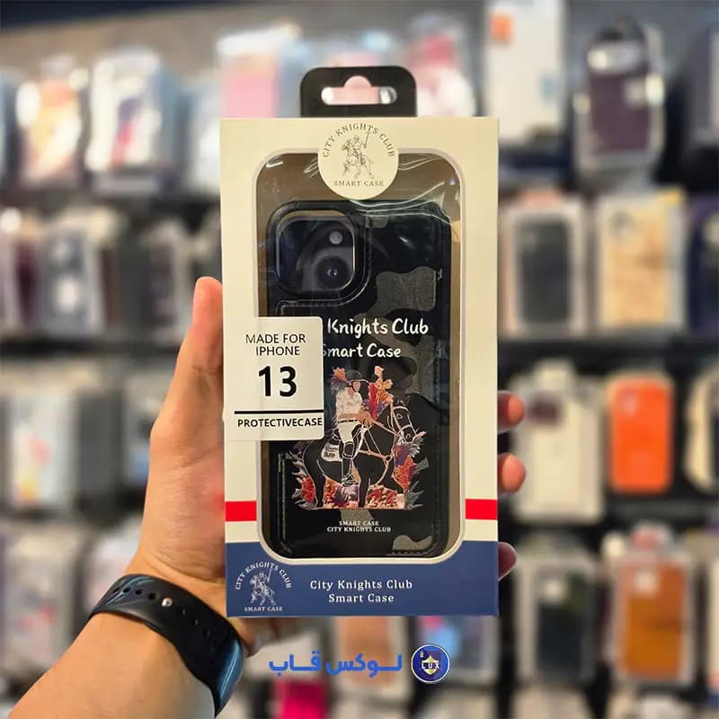 قاب Polo City knights club طرح سوارکار مشکی برای آیفون 13/14 — تصویر ۳