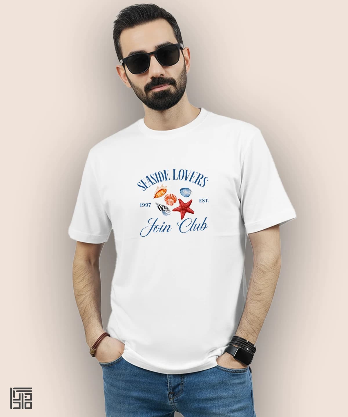 تیشرت مردانه و زنانه طرح ساحل صدفی تابستانی کد 1119 — تصویر ۳