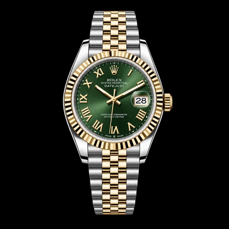 رولکس Datejust 36 سبز زیتونی رومی دو رنگ | رفرنس 126233 — تصویر ۳