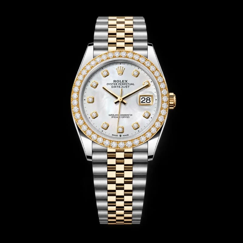 رولکس Datejust 36 مرواریدی سفید نگیندار دو رنگ | رفرنس M126283RBR-0009