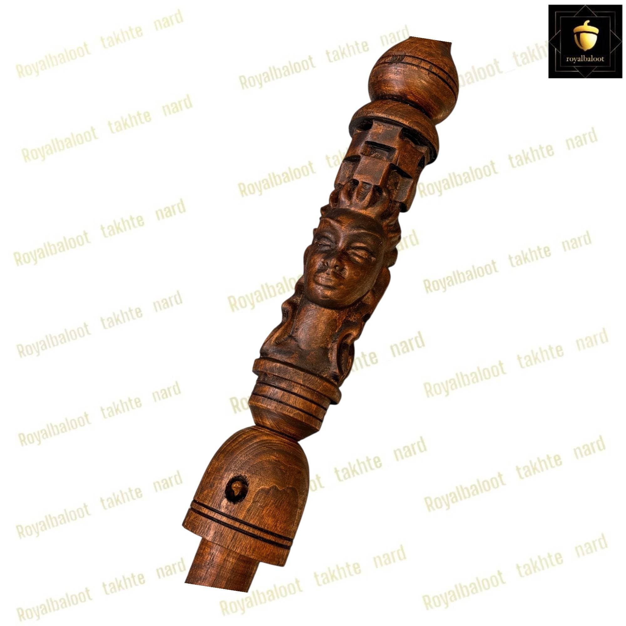 تنه قلیان چوب گردو منبت بانو کد 697 — تصویر ۳