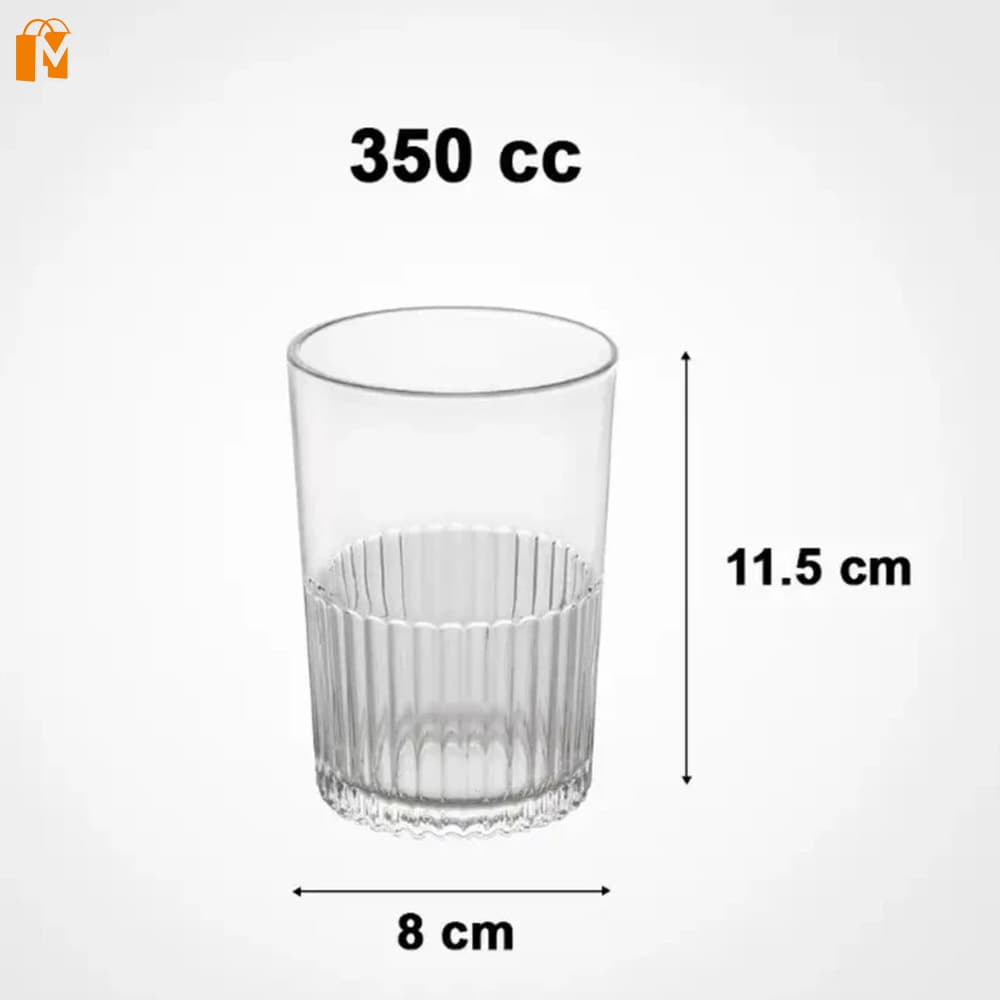 لیوان شیشه ای 6 عددی لیمون مدل شیاردار 500 سی سی — تصویر ۲