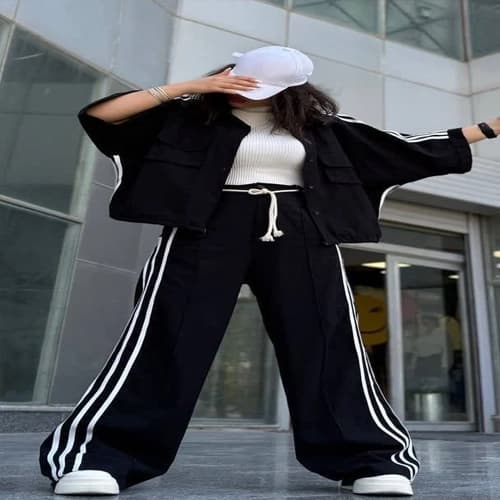 ست 3 خط کتان زارا | فری سایز تا 44، شلوار از بغل سه خط — تصویر ۴