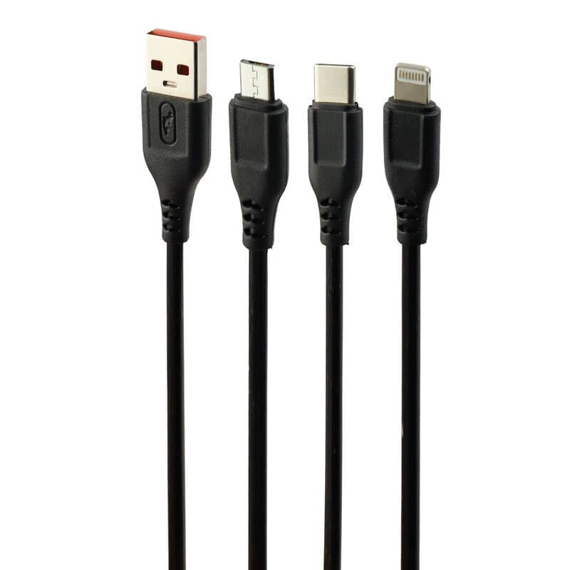 کابل تبدیل USB به لایتنینگ/microUSB/USB-C اسکای دلفین مدل S61E طول 1.2 متر