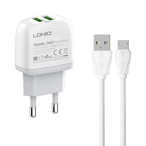 شارژر دیواری دو پورت USB مدل A2219 با کابل ۱ متری