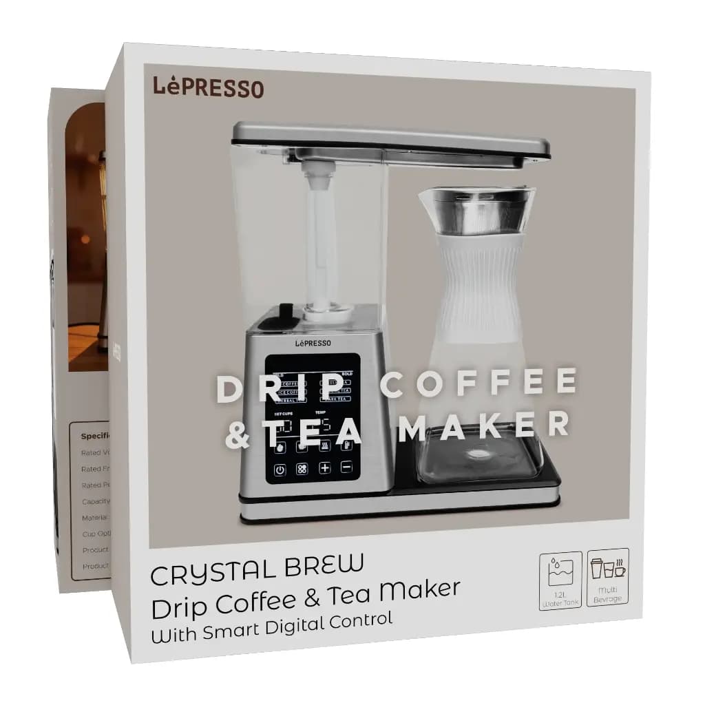 قهوهساز و چایساز دیجیتال LePresso Crystal Brew با ظرفیت 1.2 لیتر – Silver — تصویر ۱۲