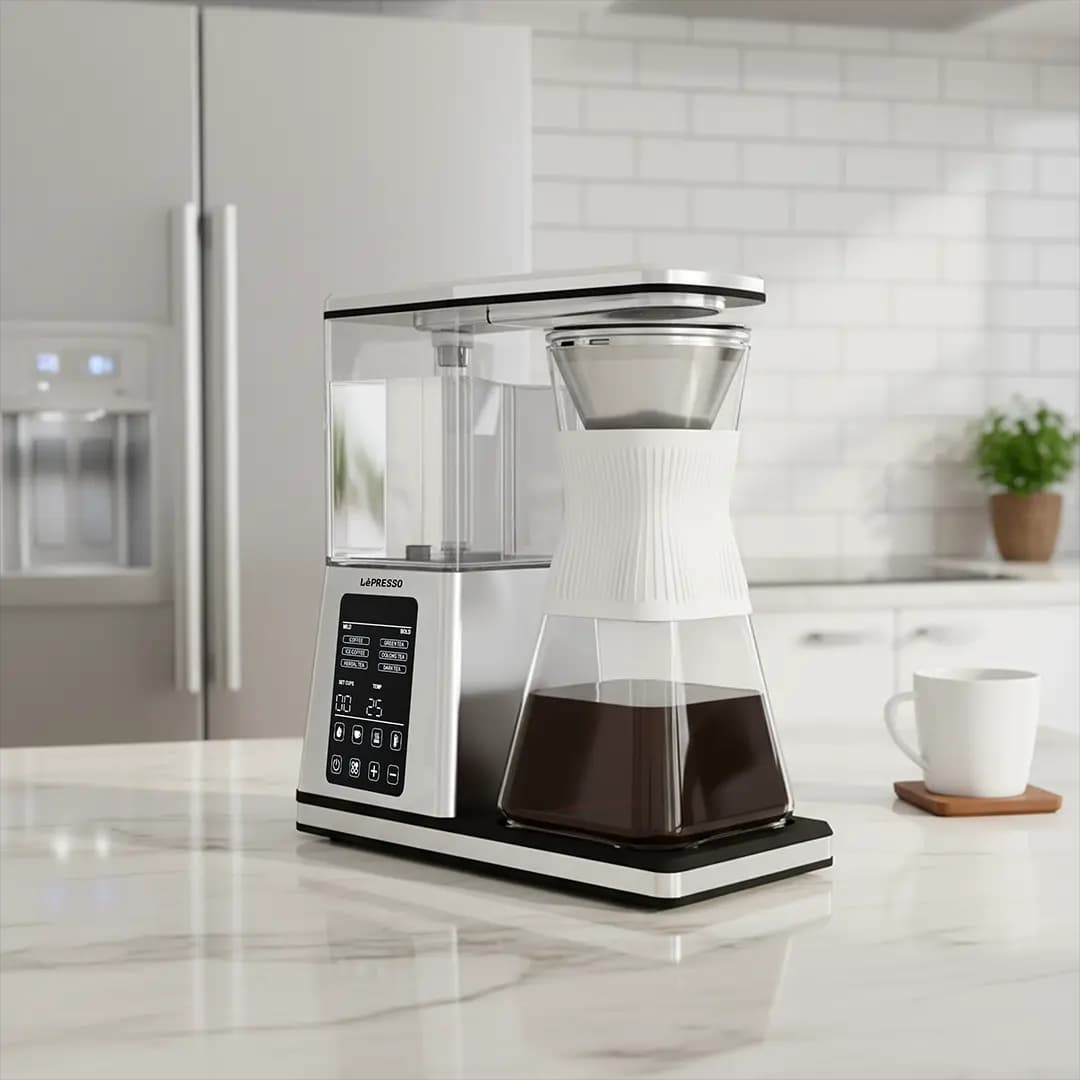 قهوهساز و چایساز دیجیتال LePresso Crystal Brew با ظرفیت 1.2 لیتر – Silver — تصویر ۶