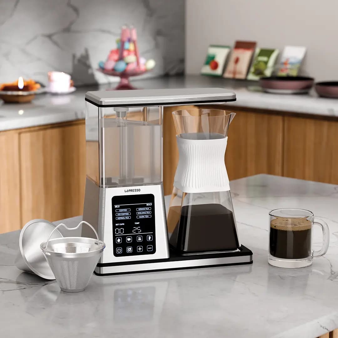 قهوهساز و چایساز دیجیتال LePresso Crystal Brew با ظرفیت 1.2 لیتر – Silver — تصویر ۷