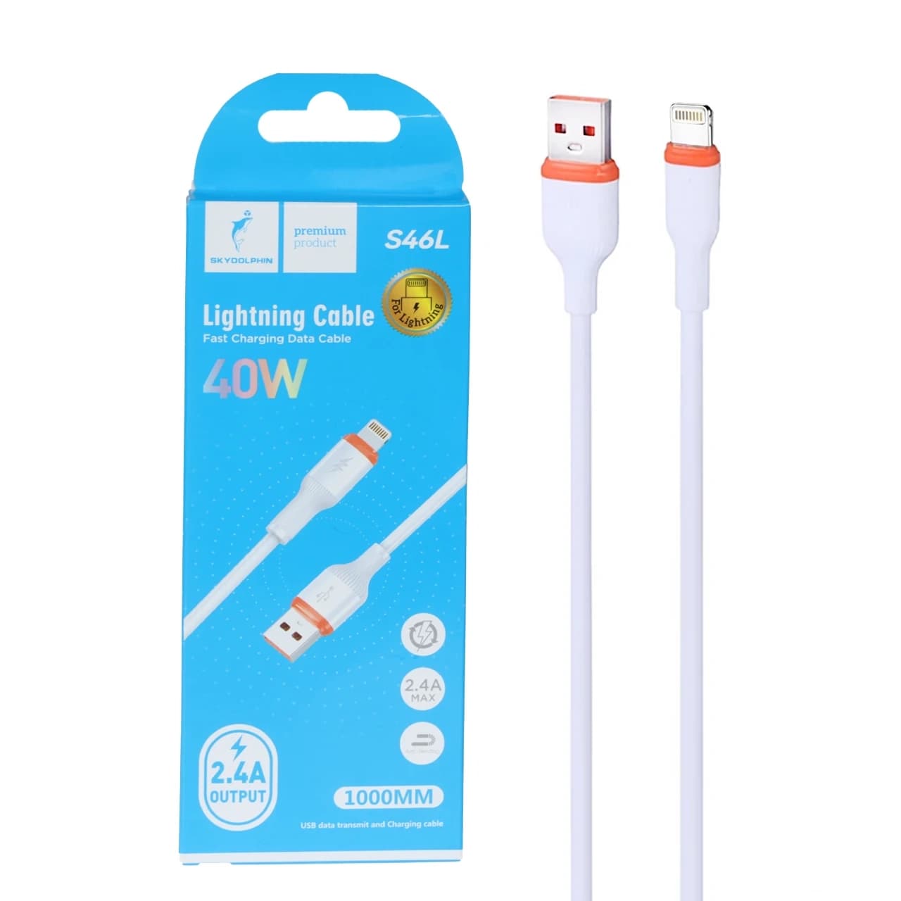 کابل شارژ فست آیفون Sky Dolphin مدل S46L – سفید – TCO
