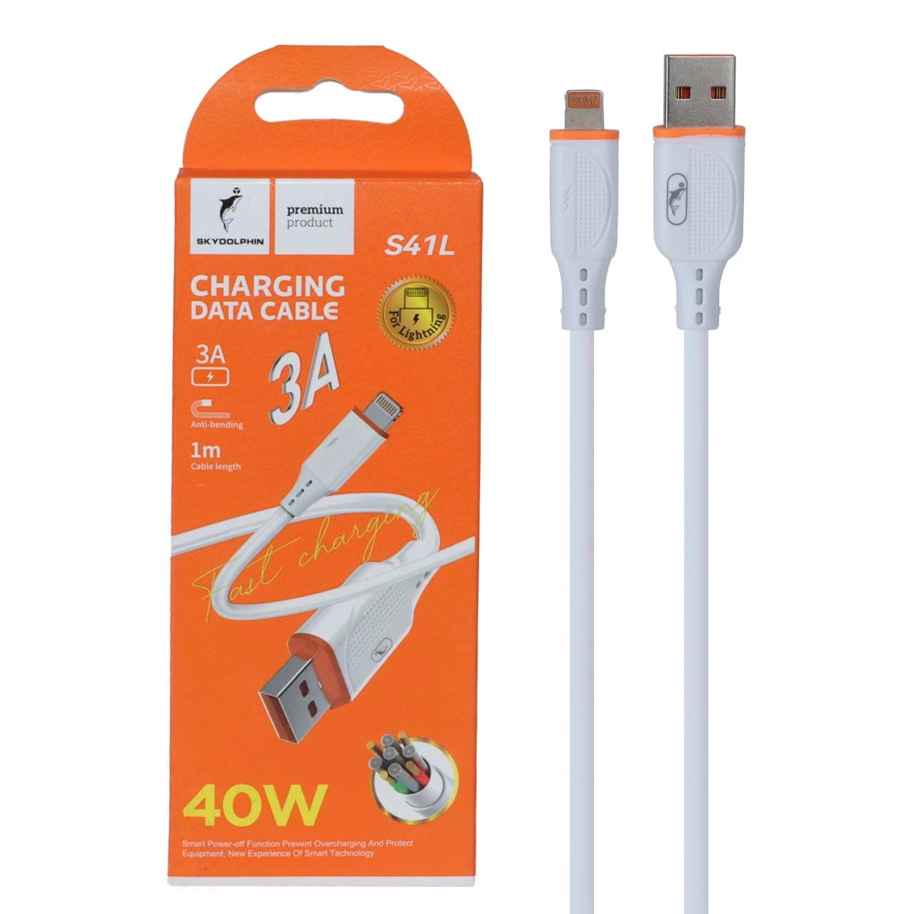 کابل شارژ فست آیفون Sky Dolphin مدل S41L – سفید – TCO