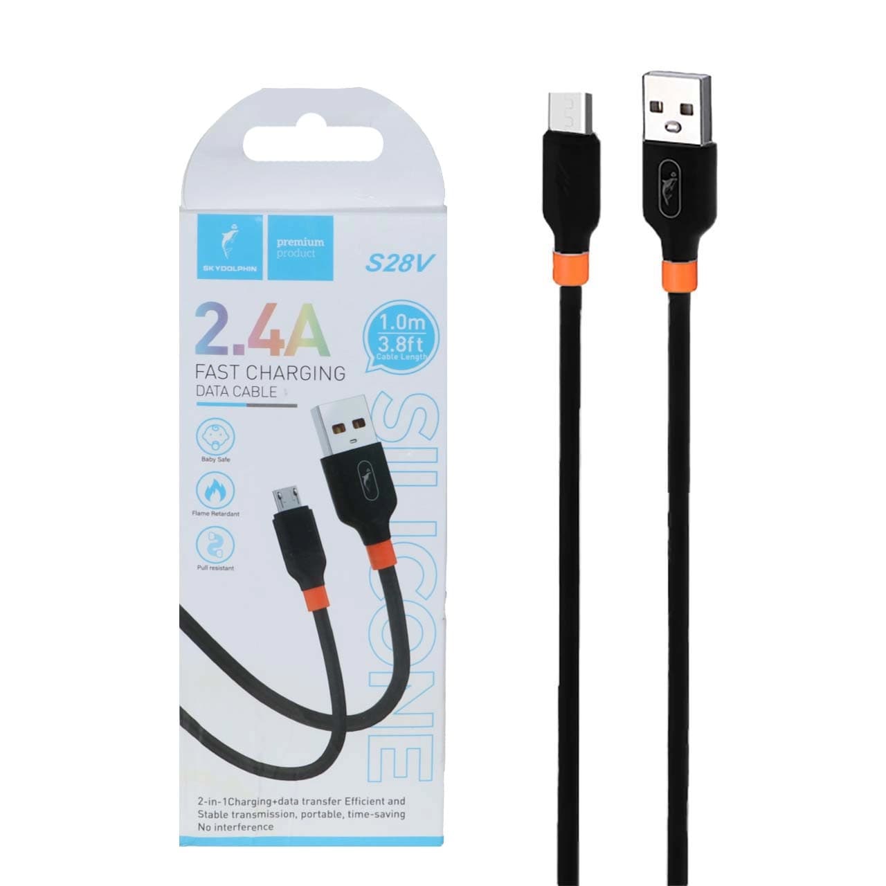 کابل شارژ فست اندروید Sky Dolphin مدل S28V – مشکی – TCO