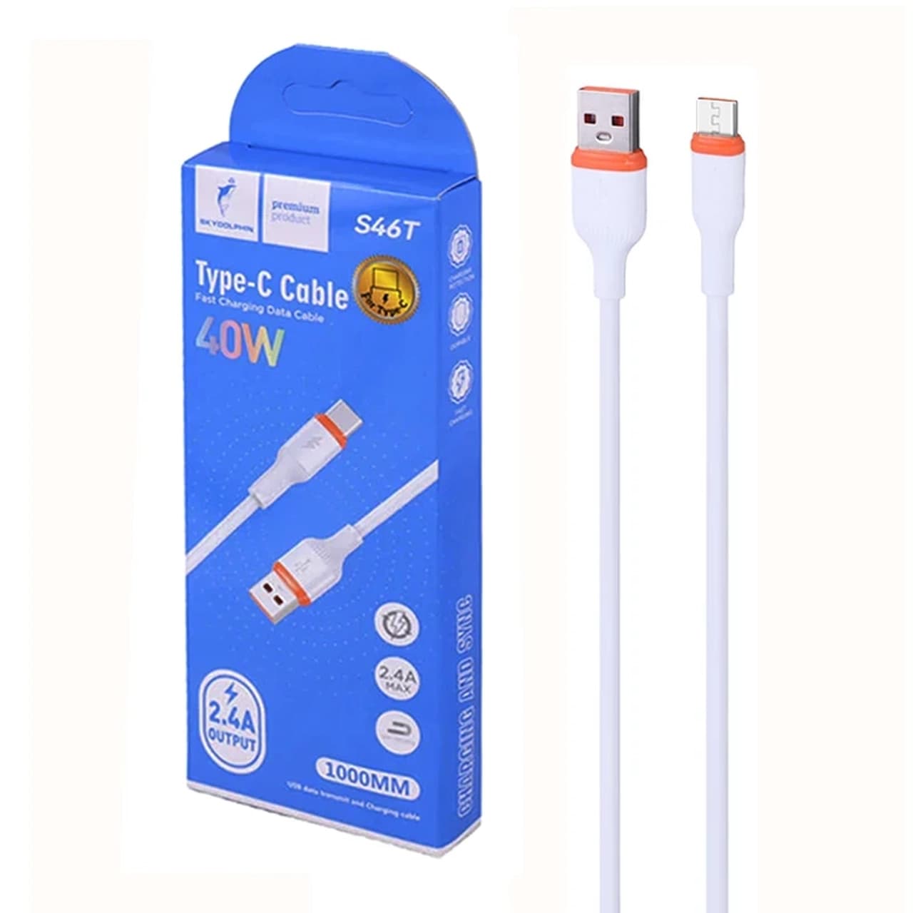 کابل شارژ فست اندروید Sky Dolphin مدل S46V – سفید – TCO