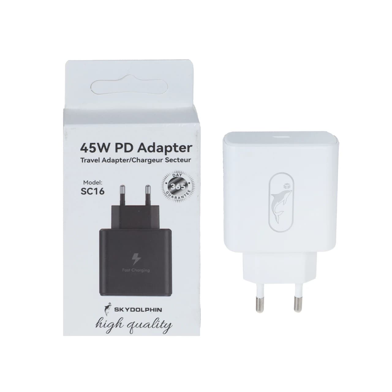 شارژر دیواری PD و فست تک پورت Sky Dolphin مدل SC16 45W – سفید – TCO