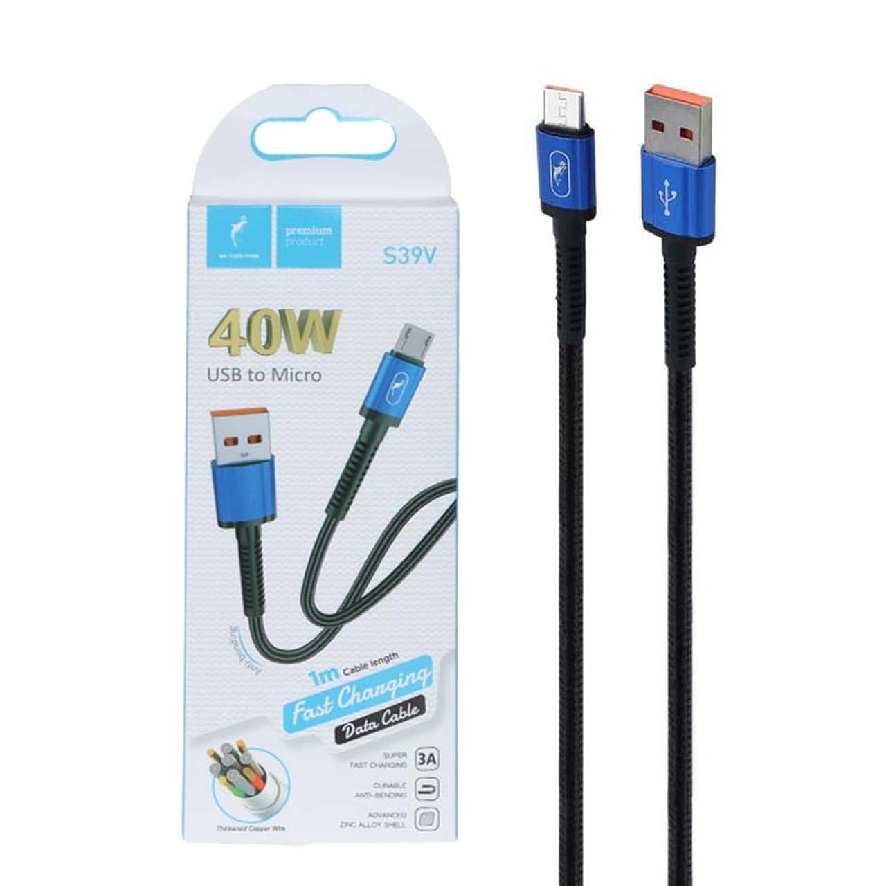کابل شارژ فست اندروید Sky Dolphin مدل S39V – مشکی – TCO
